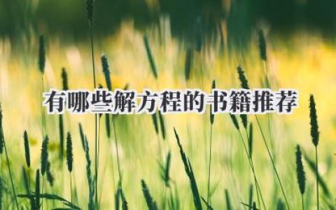 有哪些解方程的书籍推荐